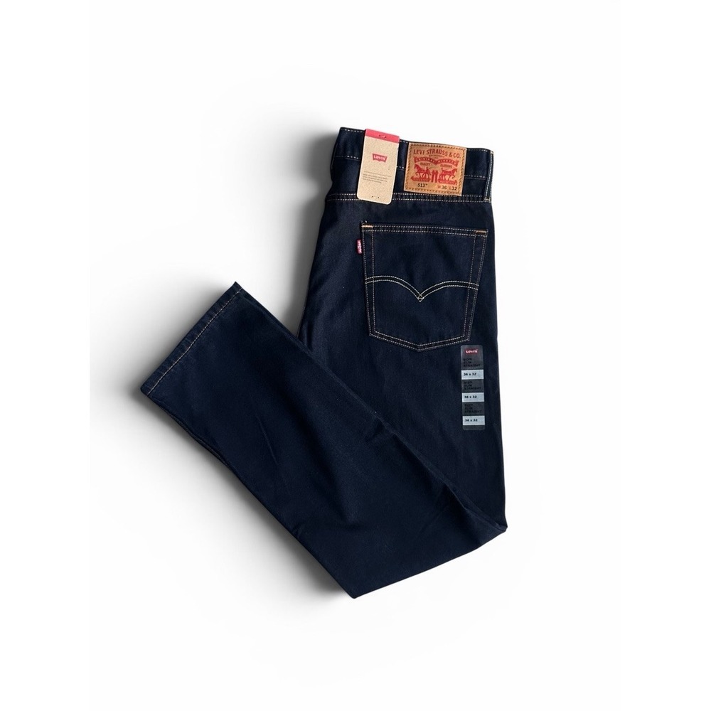 Levis 513 Straight Denim Jeans Men's 36x32 Dark Wash Original Riveted Stretch